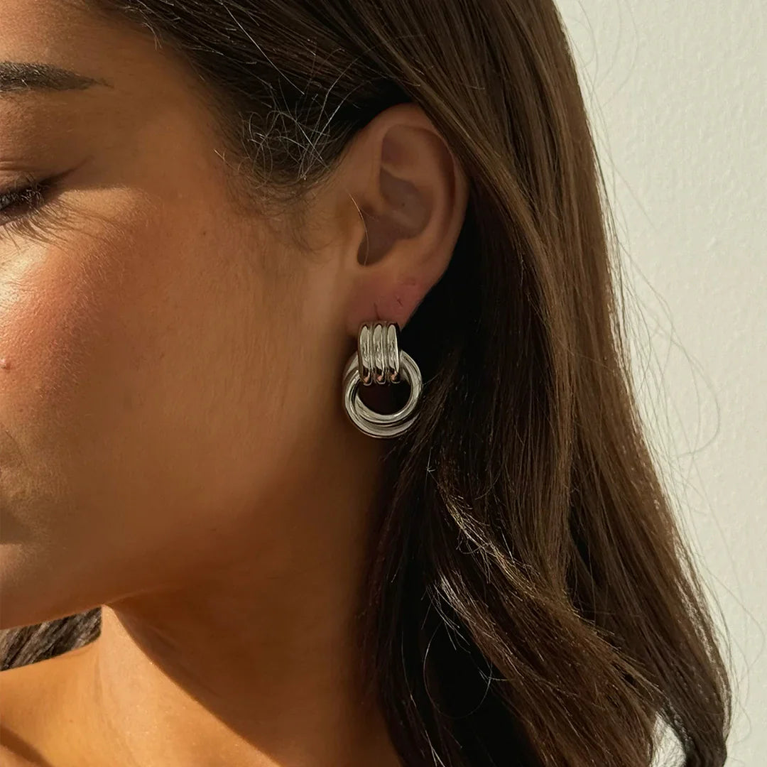 Silver Double Knot Earrings