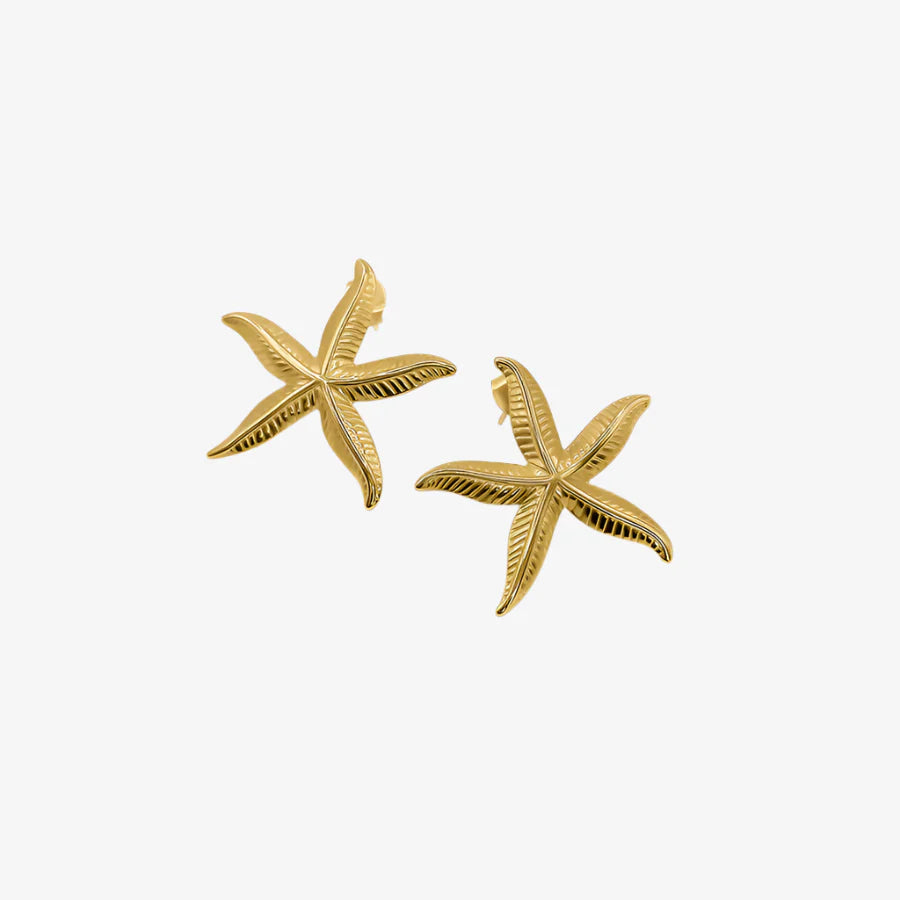 Boucles d'oreilles clous étoile de mer dorées