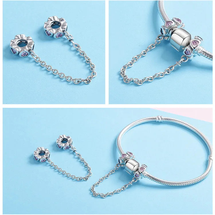 Charm chaîne de sécurité Cœur Rose