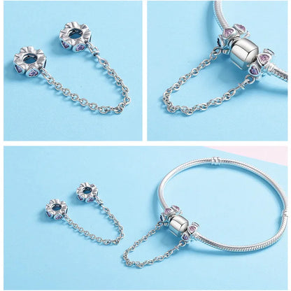 Charm chaîne de sécurité Cœur Rose