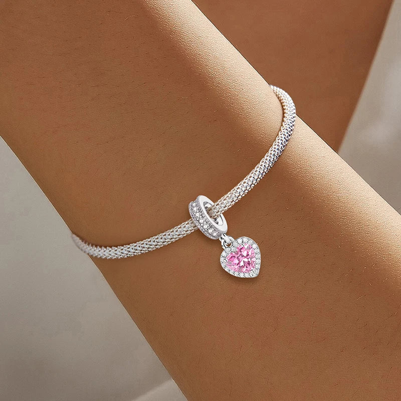 Breloque pendante Cœur rose radieux