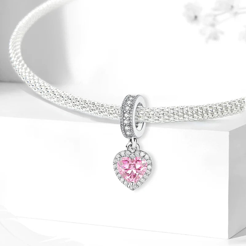Breloque pendante Cœur rose radieux