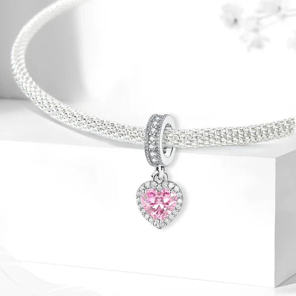 Breloque pendante Cœur rose radieux