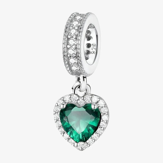 Breloque pendante Cœur vert rayonnant