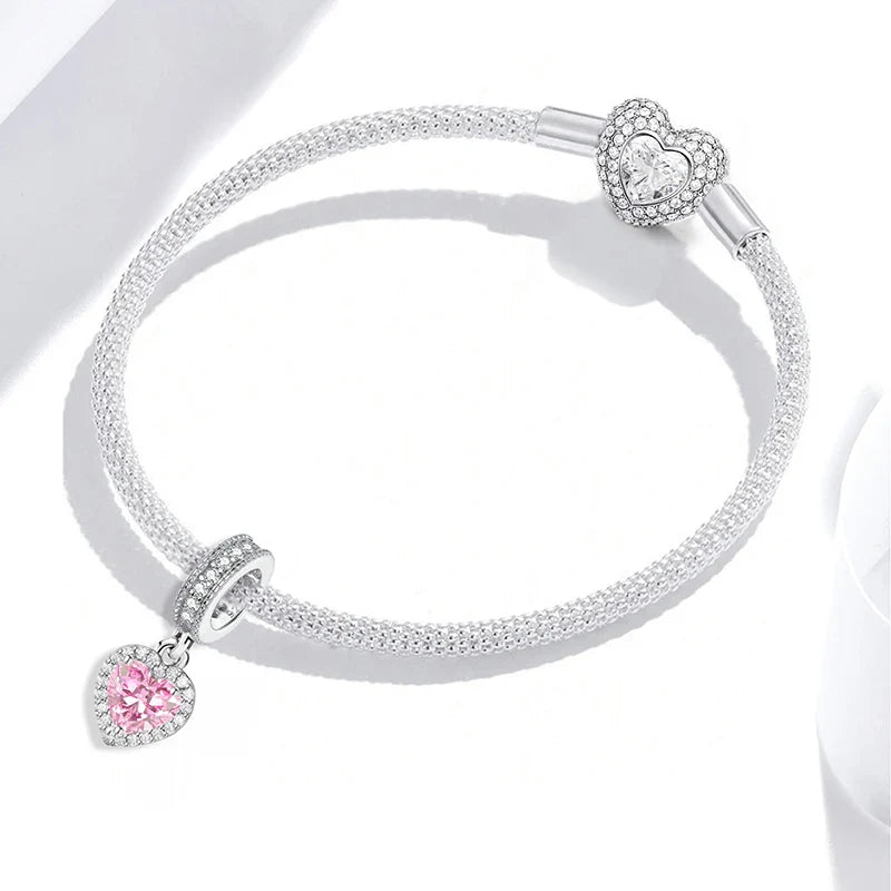 Breloque pendante Cœur rose radieux