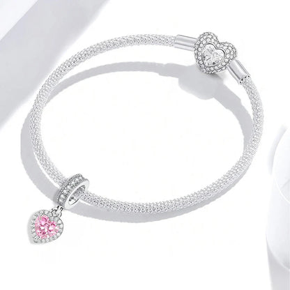 Breloque pendante Cœur rose radieux