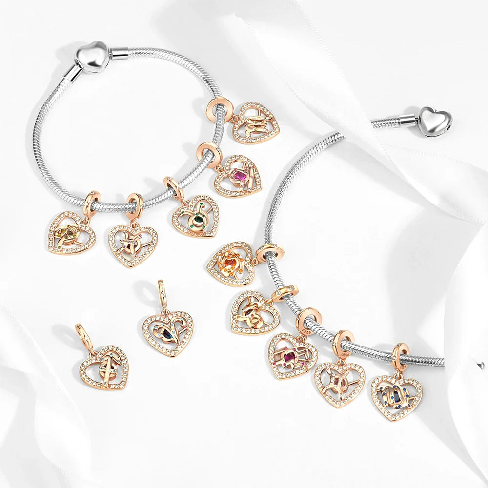 Breloque pendante Rose Gémeaux Zodiaque
