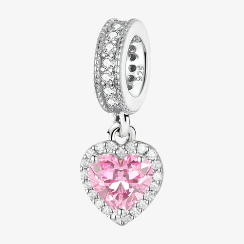 Breloque pendante Cœur rose radieux
