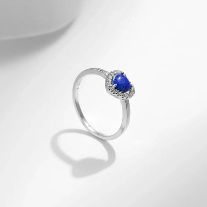 Bague auréole Cœur Bleu