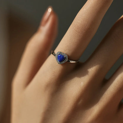Bague auréole Cœur Bleu