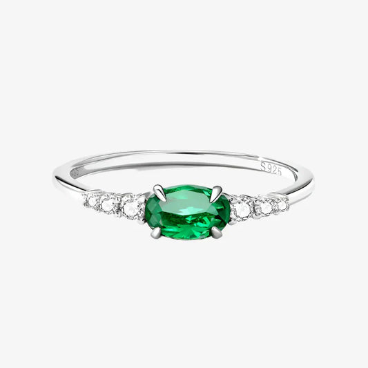 Bague auréole en émeraude
