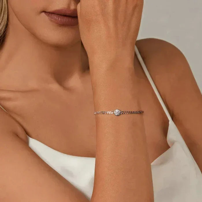 Bracelet moissanite Halo scintillant